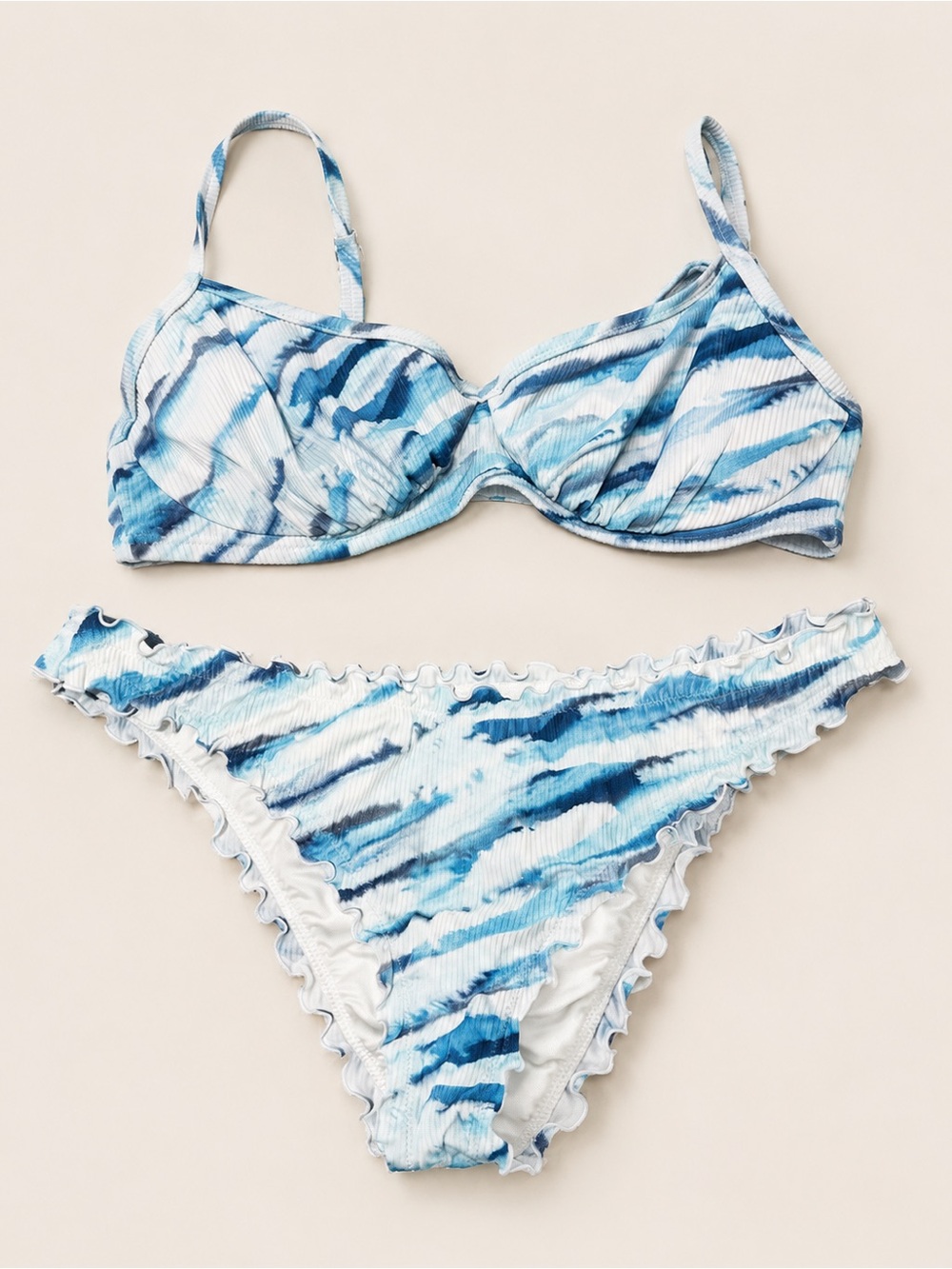 Shade & Shore Blue and White Tie-Dye Bikini